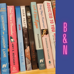 Romance books on a shelf