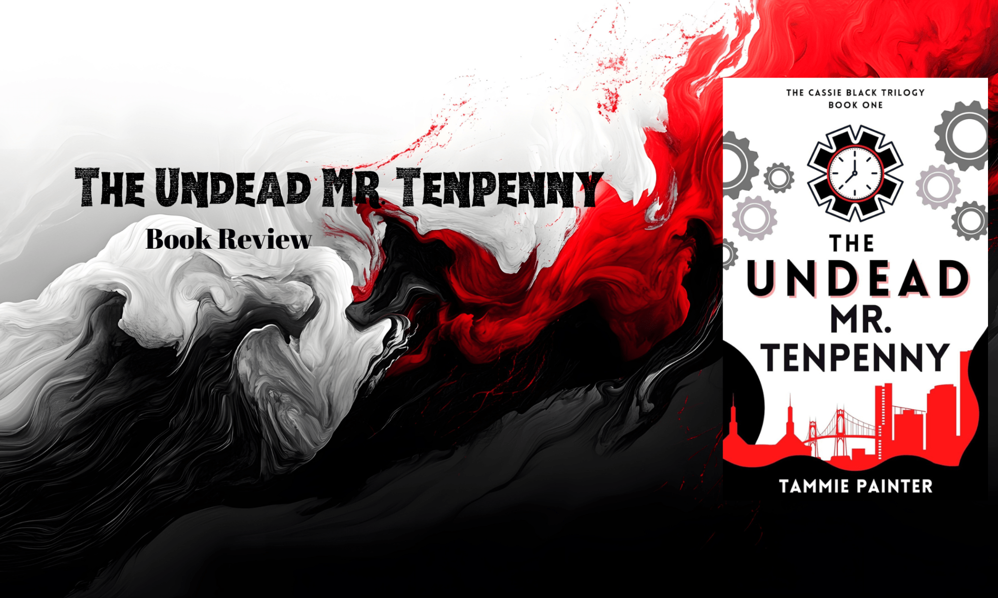 Book cover displaying a city outline and an old clock.