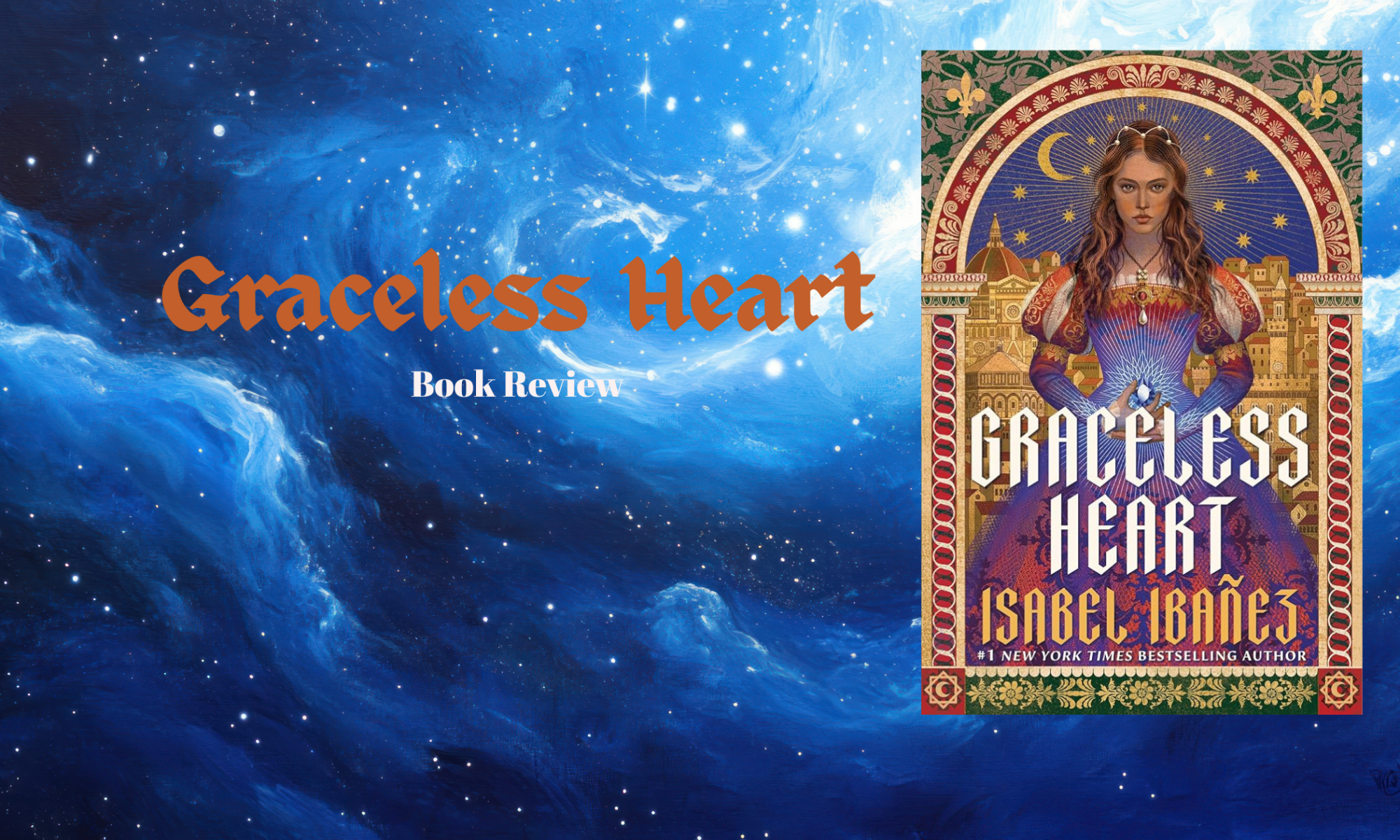 Book cover depicting a girl in renaissance dress with a blue stone in her hands.