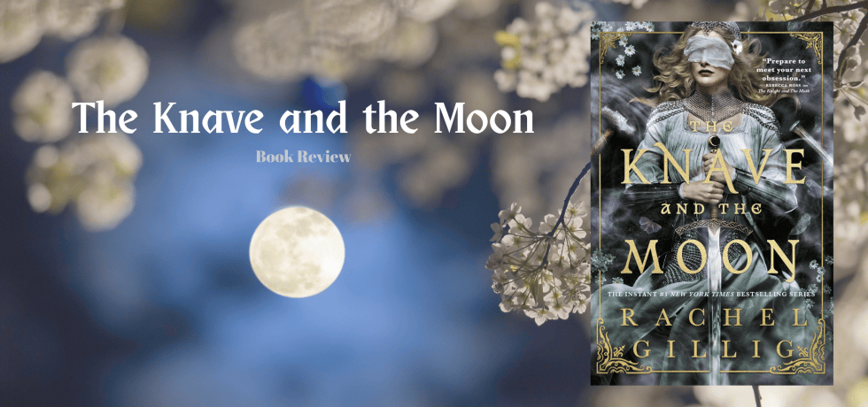 Book cover against a background of the night sky with a full moon and white flowers